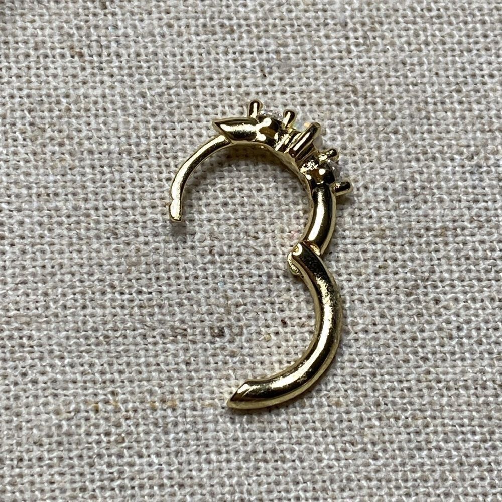 💛 18k Vermeil Opal & CZ Single Hoop Earring - Picture 5 of 6